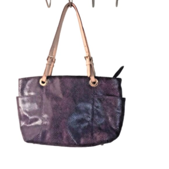 Michael Kors Jet Set Tote Purple Snake Embossed Shoulder Bag Very  Clean - Picture 3 of 12